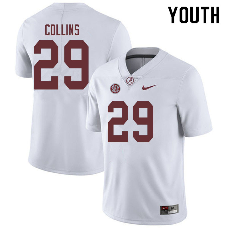 Alabama Crimson Tide Youth Michael Collins #29 White NCAA Nike Authentic Stitched 2019 College Football Jersey DV16G46QZ
